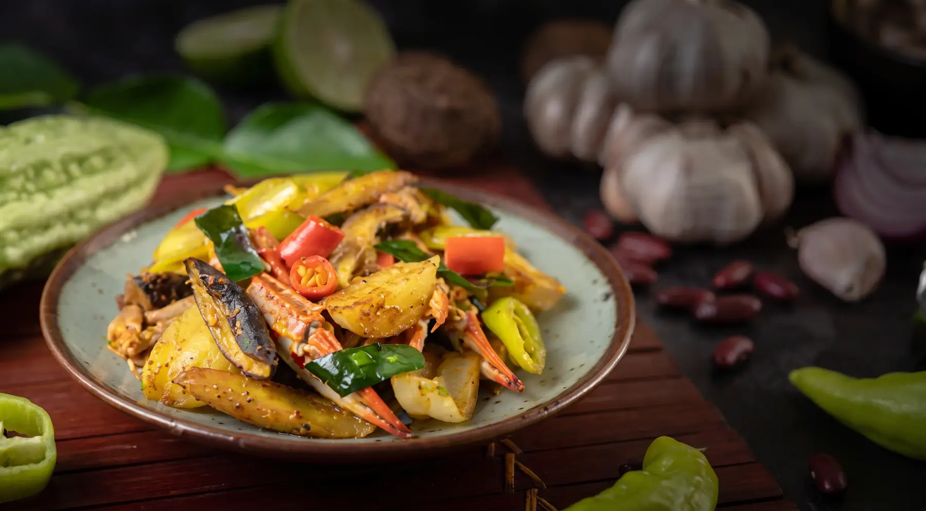 A Swahili curry served with fresh garlic, ginger and chillies
